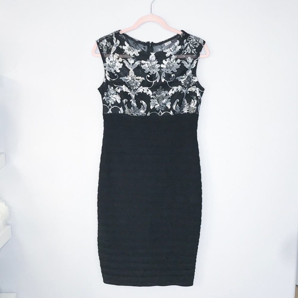 Scarlett Ribbed and Silver Sequin Top Dress
